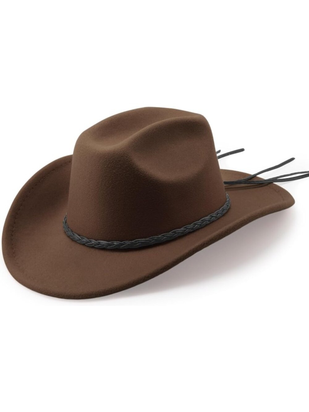 Men's Coffee Buckle Outdoor Wide Brim Retro Felt Fedora Cowboy Hat